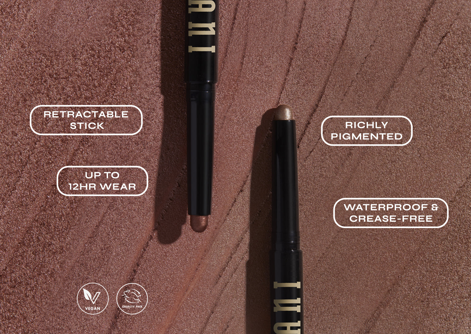 retractable stick, up to 12 hr wear, richly pigmented, waterproof & crease-free